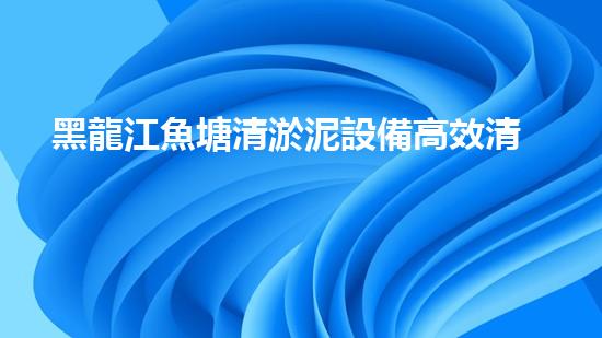 黑龍江魚塘清淤泥設備高效清淤技術助力水域生態(tài)恢復！